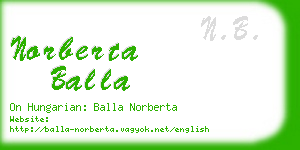 norberta balla business card